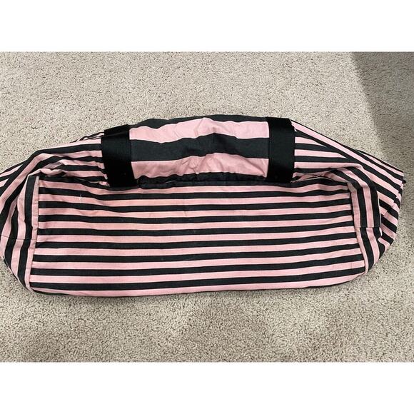 Original Victoria’s Secret Pink Striped Black Over Night Duffel Bag Weekender VS - Picture 10 of 10